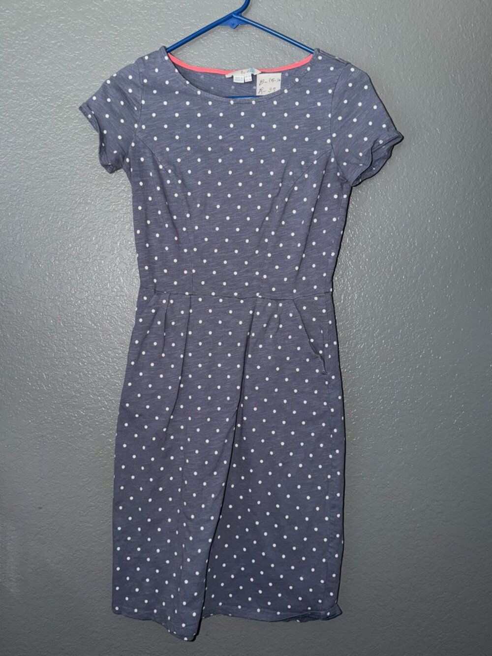 Boden Women’s US 2R Blue White Polka Dot Fit & Flare Midi Dress